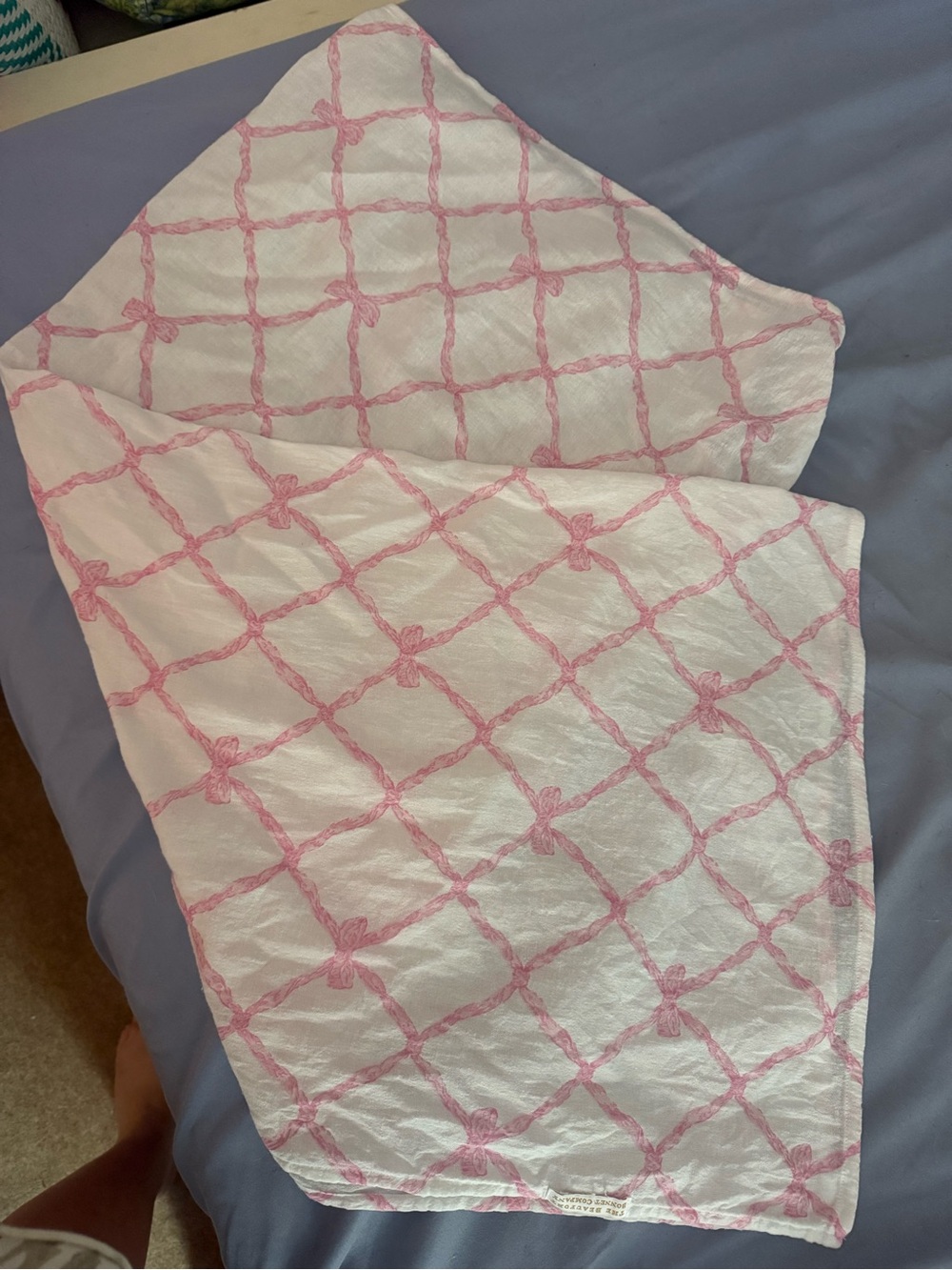 The Beaufort Bonnet Company White Pillow Sham with Pink Lattice